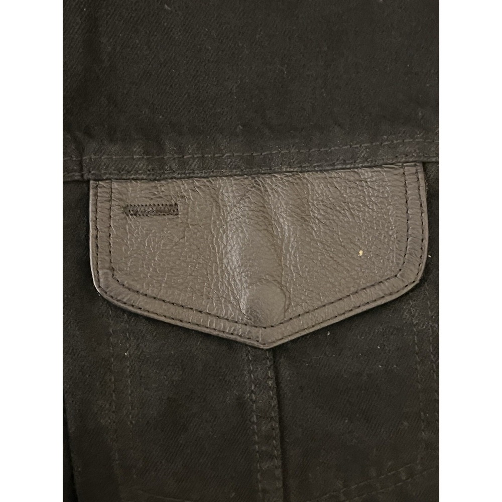 Street & Steel Mens Size Medium Biker Motorcyle Vest Black Denim & Leather - Picture 4 of 8